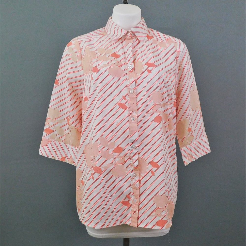 Roaman's Women Shirt Pink White 14W